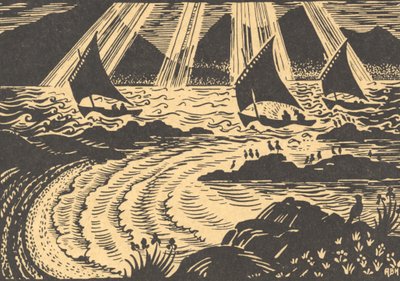 Drie zeilschepen door Edmund Hunter
