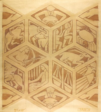 Zodiac Tekens - Art Deco, april 1934 door Edmund Hunter