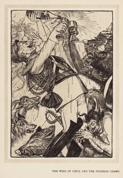 De krans van de keizer: De wijn van Circe en de Pruisische Comus door Edmund Joseph (after) Sullivan