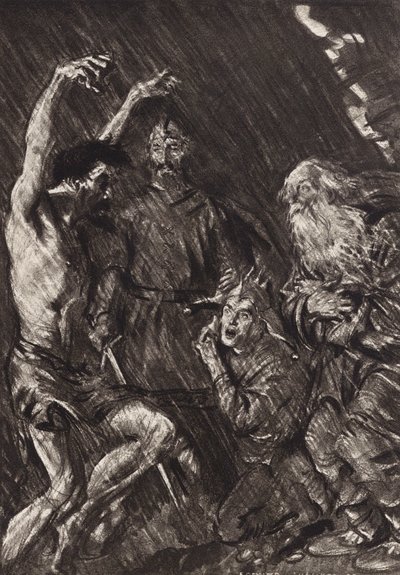 William Shakespeare: De tragedie van koning Lear, Act III, Scene 4 door Edmund Joseph (after) Sullivan