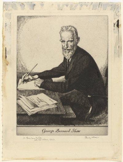 Portret van George Bernard Shaw door Edmund Joseph Sullivan (signed by artist)