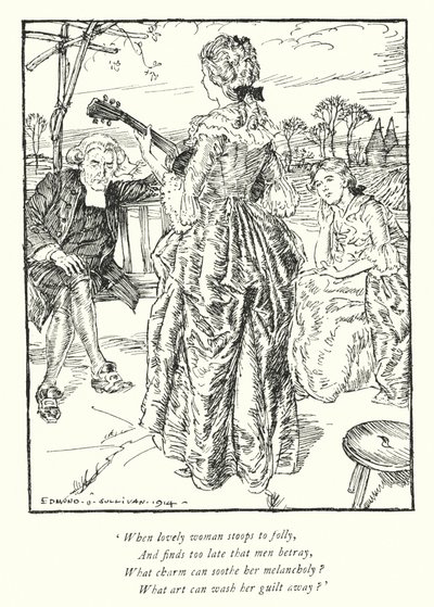 Illustratie voor The Vicar of Wakefield door Oliver Goldsmith door Edmund Joseph Sullivan