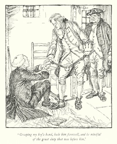 Illustratie voor The Vicar of Wakefield door Oliver Goldsmith (litho) door Edmund Joseph Sullivan