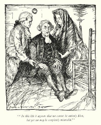 Illustratie voor The Vicar of Wakefield door Oliver Goldsmith (litho) door Edmund Joseph Sullivan