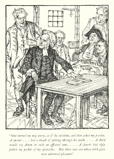 Illustratie voor The Vicar of Wakefield door Oliver Goldsmith (litho) door Edmund Joseph Sullivan
