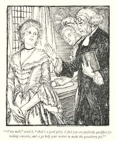 Illustratie voor The Vicar of Wakefield door Oliver Goldsmith (litho) door Edmund Joseph Sullivan
