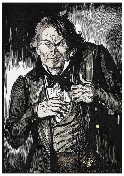 Mr Hyde verandert na het nemen van het tegengif in Dr Jekyll, illustratie door Edmund Joseph Sullivan voor de roman 