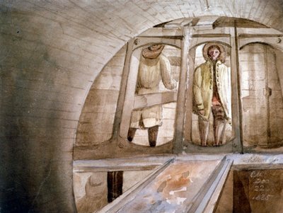Uitzicht op het schild gebruikt bij de bouw van de Thames Tunnel, Londen, 1835 door Edmund Marks