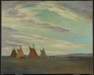 Indiaans kampement op de prairie, eind 19e-begin 20e eeuw door Edmund Montague Morris