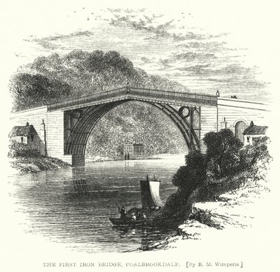 De Eerste IJzeren Brug, Coalbrookdale (gravure) door Edmund Morison (after) Wimperis