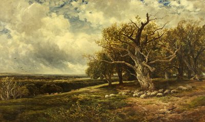 Landschap - Over de Vallei door Edmund Morison Wimperis