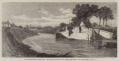 De overstromingen in de Fens, de geblazen sluis bij de Marshland Drain door Edmund Morison Wimperis