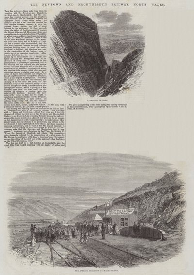 De Newtown en Machynlleth spoorweg, Noord-Wales door Edmund Morison Wimperis