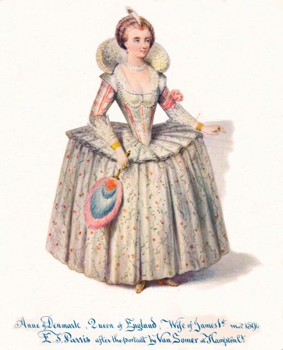 Anna van Denemarken, koningin van Engeland, vrouw van James I, 19e eeuw door Edmund Thomas Parris