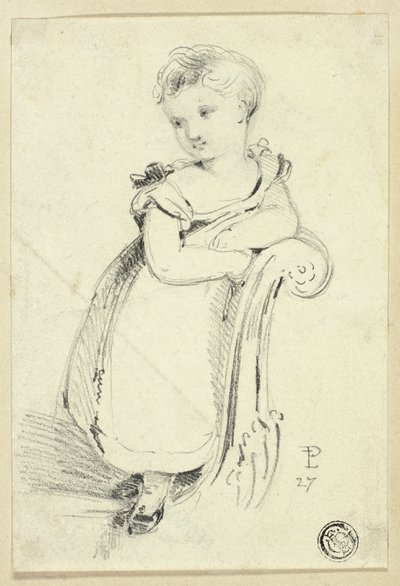 Klein meisje op sofa (recto); Fragment: Achterhoofd van een vrouw (verso) door Edmund Thomas Parris