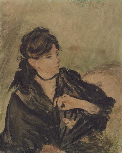 Berthe Morisot met een Waaier door Edouard (after) Manet