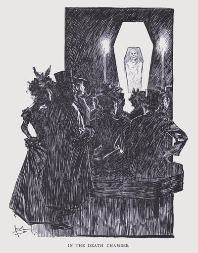 Boheems Parijs: In de dodenkamer (litho) door Edouard Alfred (1875 1954) Cucuel