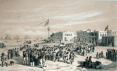 Regeringsplein, eiland Gorée, Senegal, ca. 1840 door Edouard Auguste Nousveaux