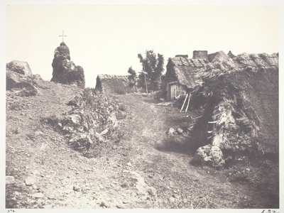 Chaumieres en Auvergne, met een calvarie door Édouard Baldus