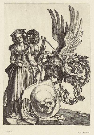 [Wapenschild met schedel van Albrecht Dürer]. door Édouard Baldus