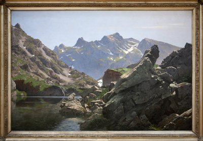 Het meer Merlat, het meer ligt in de keten van Belledonne in de Isère door Edouard Brun