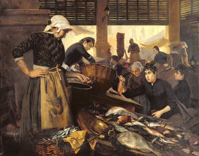 Vismarkt in de Halle Delacroix door Edouard Cremieux