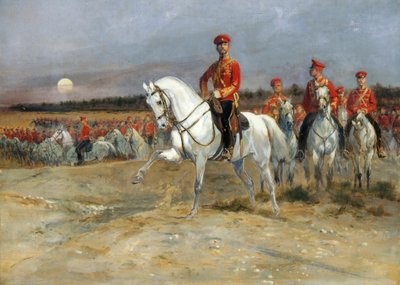 Tsarevitsj Nicolaas inspecteert de troepen door Jean Baptiste Edouard Detaille