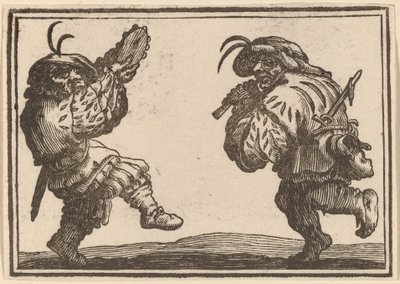 Dansers met fluit en tamboerijn door Edouard Eckman after Jacques Callot