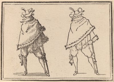 Heer Gehuld in zijn Mantel door Edouard Eckman after Jacques Callot