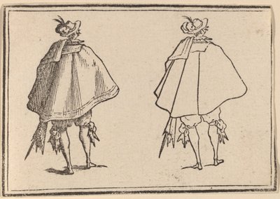 Heer in Grote Mantel, van Achteren Gezien door Edouard Eckman after Jacques Callot