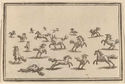 Paarden Rennen door Edouard Eckman after Jacques Callot
