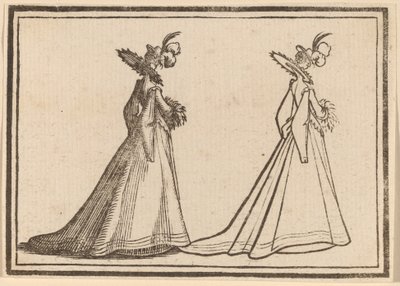 Dame in een grote jas door Edouard Eckman after Jacques Callot
