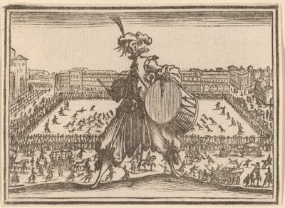Piazza Santa Croce, Florence door Edouard Eckman after Jacques Callot