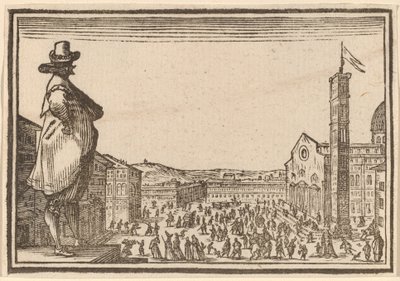 Piazza del Duomo, Florence door Edouard Eckman after Jacques Callot