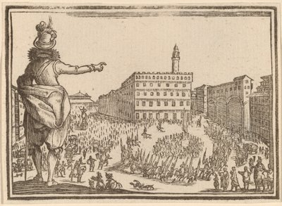 Piazza della Signoria, Florence door Edouard Eckman after Jacques Callot