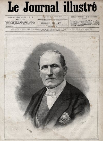Portret van Georges Eugène Haussmann genaamd Baron Haussmann (1809-1891) prefect van de Seine tijdens het Tweede Keizerrijk - Gravure door Navellier in 