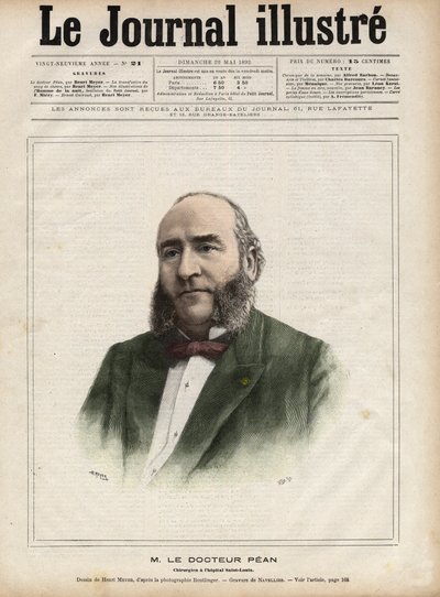 Portret van Jules Emile Pean (1830-1898), Franse chirurg - Gravure door Navellier in 