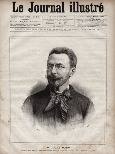 Portret van Jules Mary (1851-1922), Franse schrijver - Gravure door Navellier in 