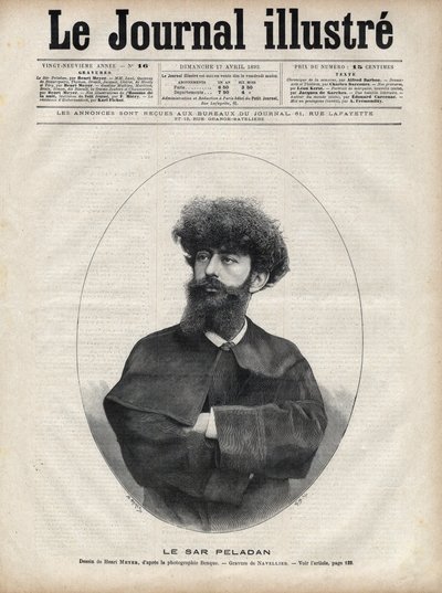 De Sar Merodack Josephin Peladan, pseudoniem van Josephin Peladan (1858-1918) Franse schrijver en occultist - Gravure door Navellier in 