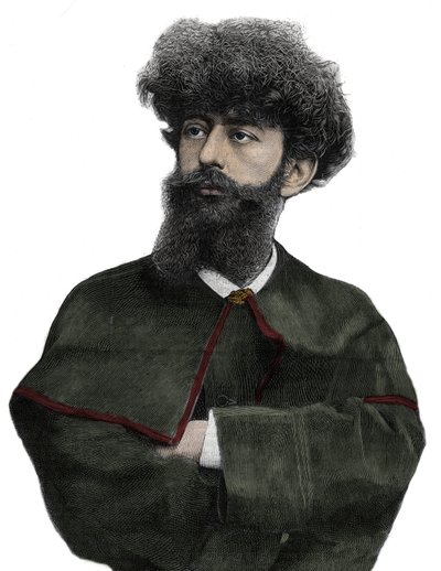 De Sar Merodack Josephin Peladan, pseudoniem van Josephin Peladan (1858-1918) Franse schrijver en occultist - Gravure door Navellier in 