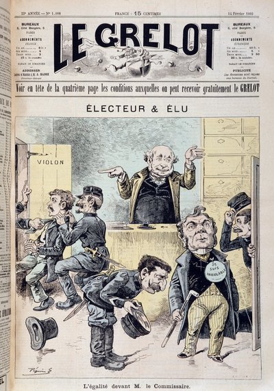 Cartoon over parlementaire immuniteit - in "Le Grelot" van 14/02/1892 door Edouard Guillaumin Pepin