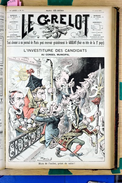 Omslag van Le Grelot, nummer 992, Satirisch in zwart-wit door Edouard Guillaumin Pepin