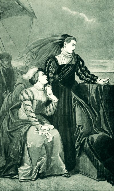 Mary Queen of Scots neemt afscheid van Frankrijk door Edouard Jean Conrad Hamman