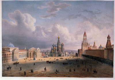 Uitzicht op het Rode Plein in Moskou door Edouard Jean Marie Hostein