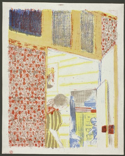 Interieur met roze behang III, plaat zeven uit Landschappen en interieurs door Édouard Jean Vuillard