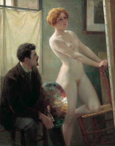 Atelier van de schilder, 1885 door Edouard Joseph Dantan