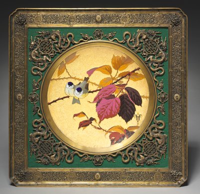 Wandbord met Twee Vogels door Edouard Lievre