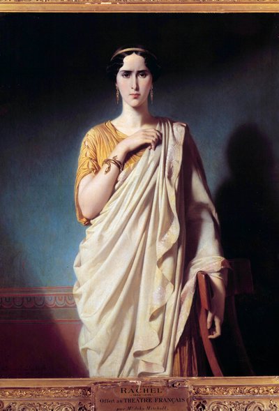 Portret van Elisabeth Felix, genaamd Mademoiselle Rachel (1821-1858) actrice. Schilderij door Edouard Louis Dubufe door Edouard Louis Dubufe
