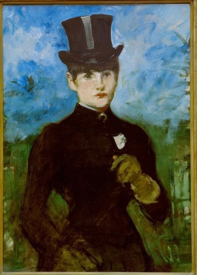 Amazone, blauwe achtergrond door Édouard Manet