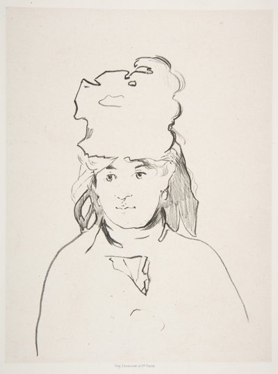 Berthe Morisot in silhouet, 1872-74, gepubliceerd 1884 door Édouard Manet